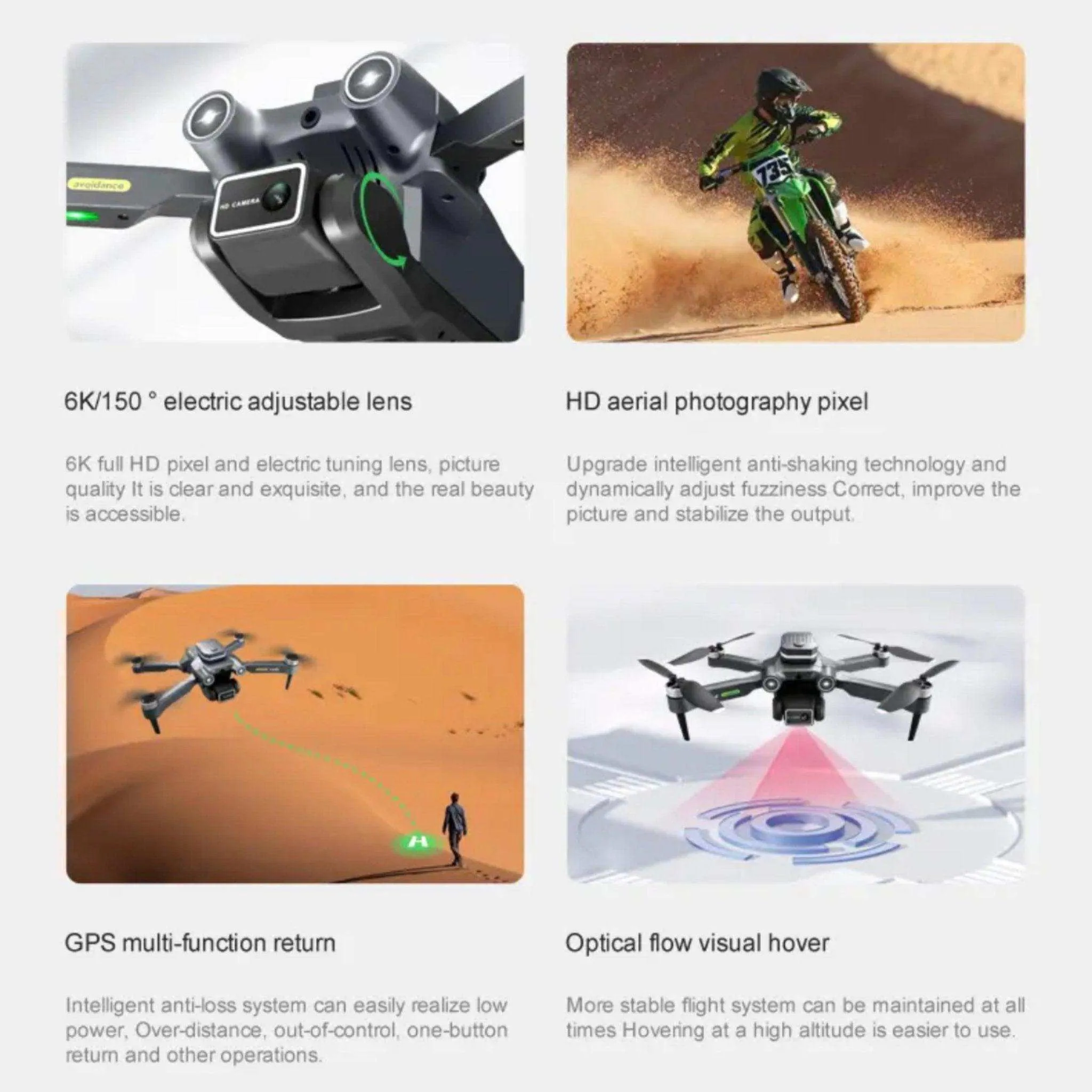TUTT H25 4K HD GPS Mini Drone for Foldable RC Quadcopter, 5G Transmission 20 Flight Time, Brushless Motor, Auto return, Follow & Orbit & Pointway Intelligence 3D Flip Modes 2* Batt