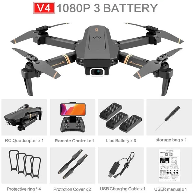 V4 Rc Drone 4k HD Wide Angle Dual Camera 1080P WiFi