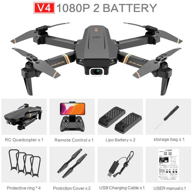 V4 Rc Drone 4k HD Wide Angle Dual Camera 1080P WiFi