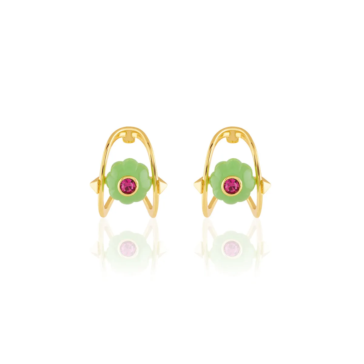 Verdant Charm Huggie Hoops