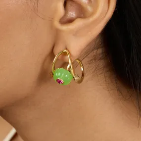 Verdant Charm Huggie Hoops
