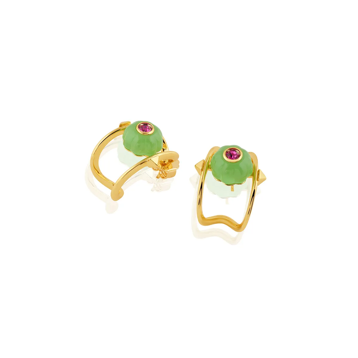 Verdant Charm Huggie Hoops