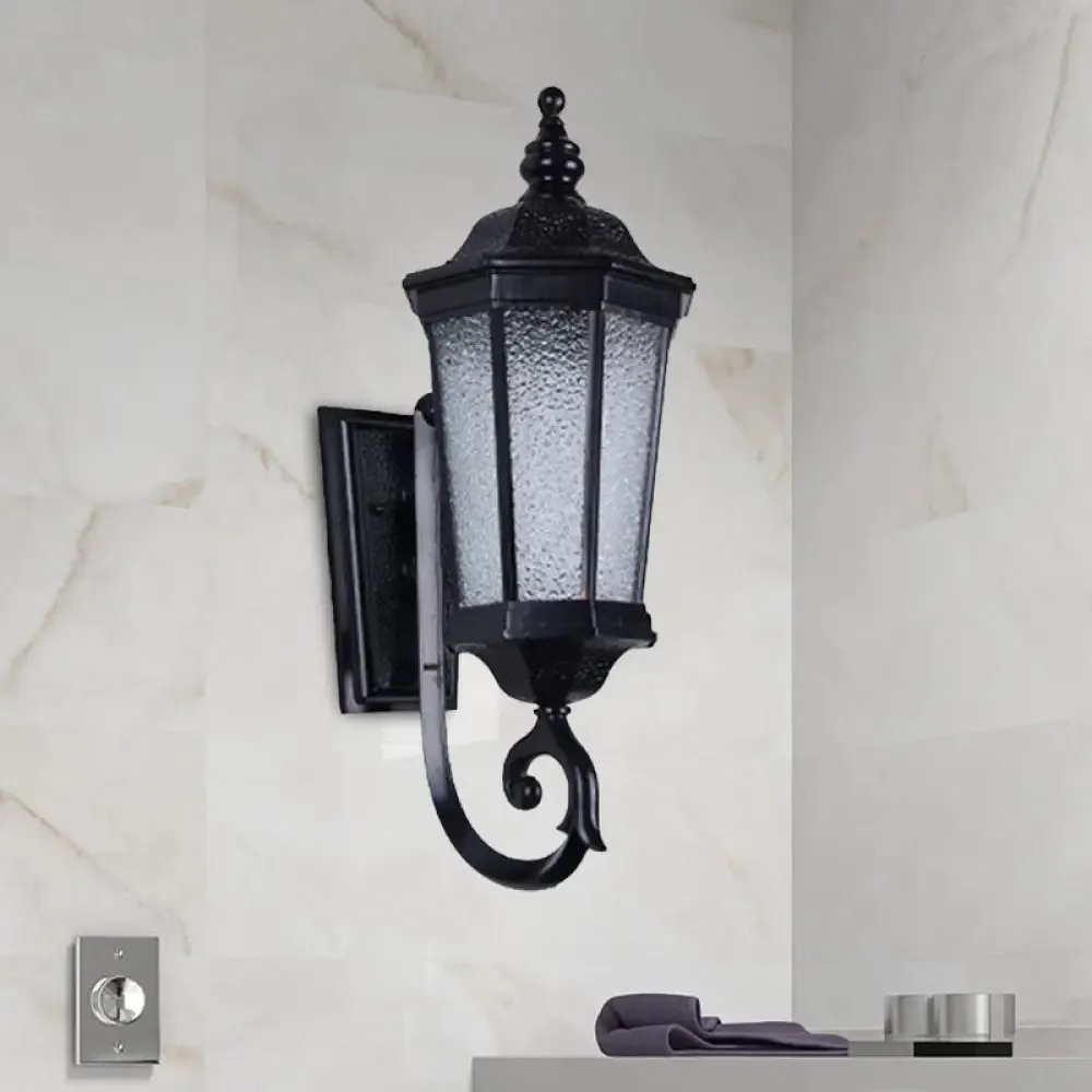 Verum Wall Sconce - 1-Light Country Water Glass Lamp in Sleek Black Finish - Wall Mounted Lighting Fixture