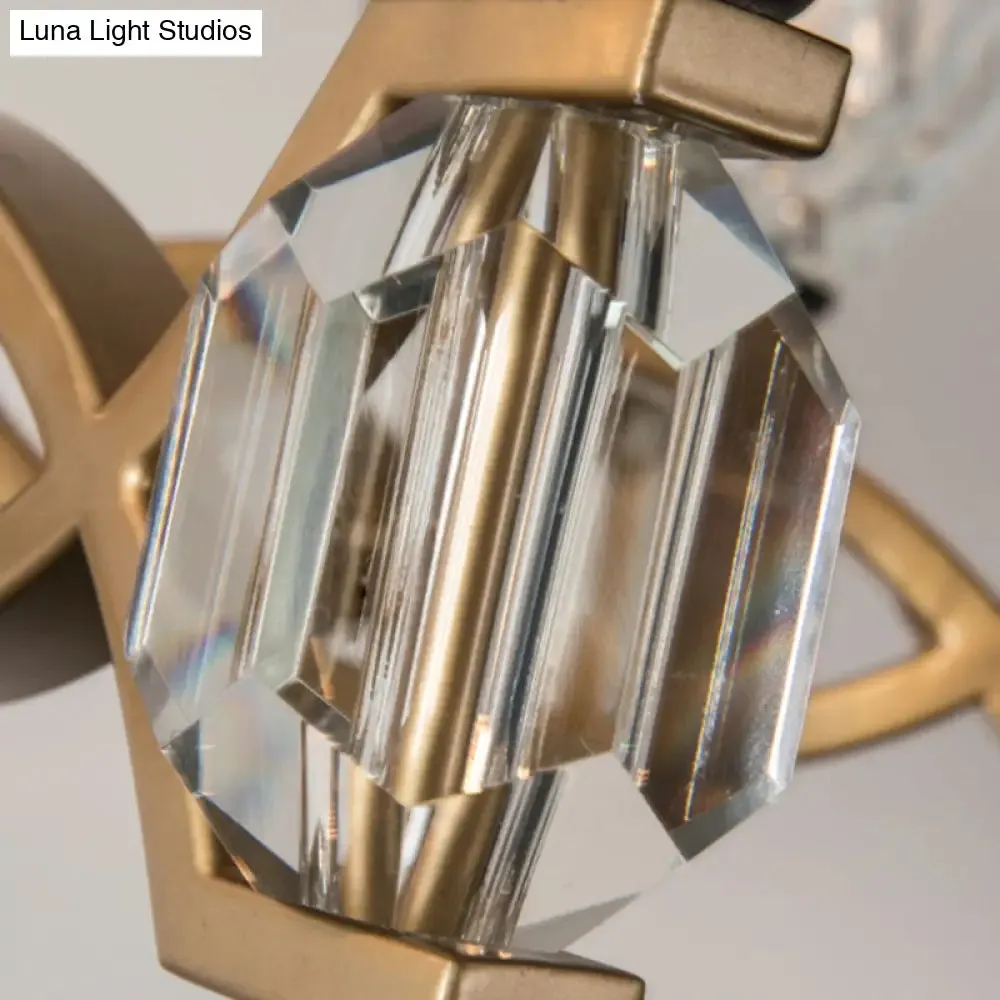 Vintage 2-Light Clear Crystal Wall Sconce with Gold Finish