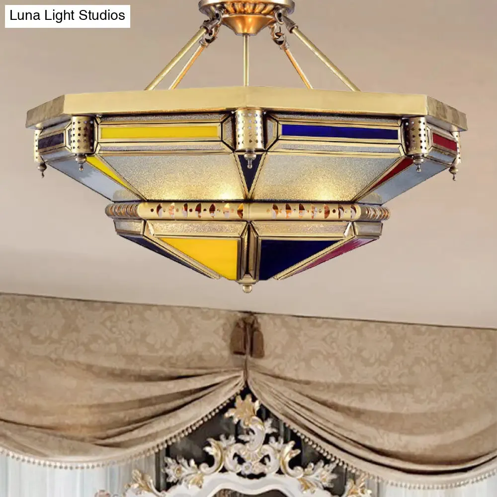 Vintage Brass Semi Flush Mount Lamp - Tower Shape Metal Flush Light with 3 Heads; Ideal for Living Room
