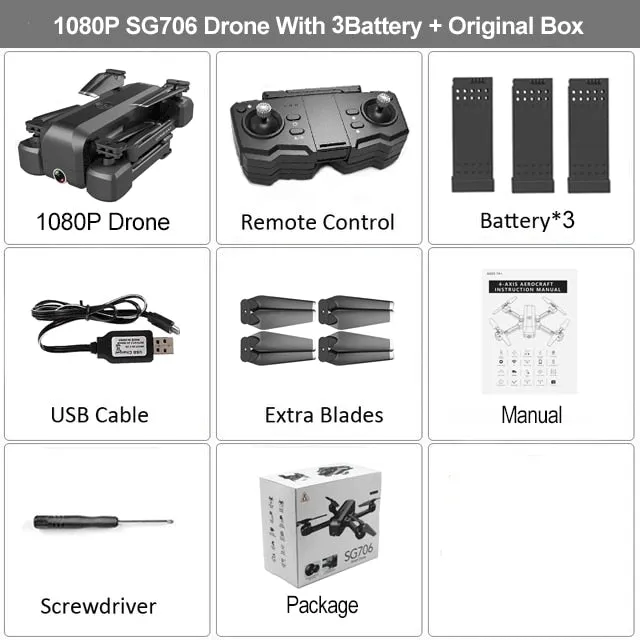 WIFI FPV Foldable 4K HD Dual Camera Drone