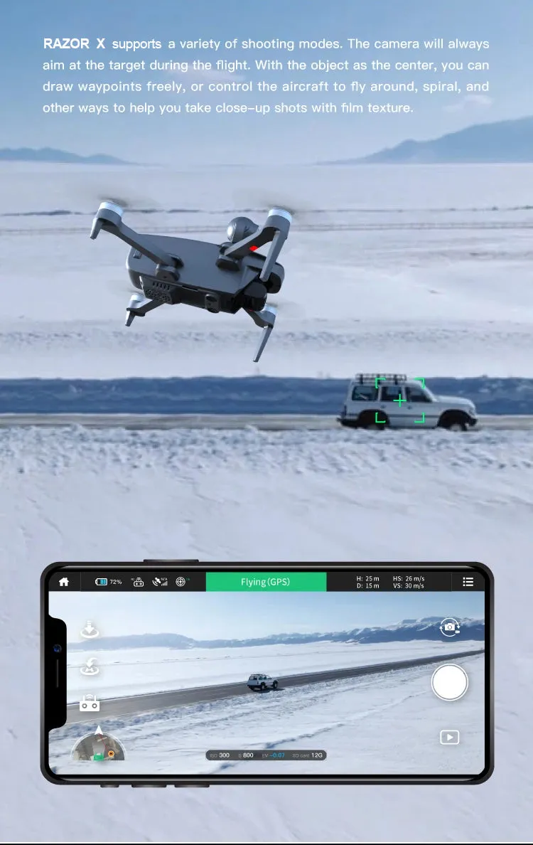 X Pro Razor X Falcon 4K Drone with Camera for Adults - 3-Axis Gimbal Professional Drones with Obstacle Avoidance - GPS Auto Return and Follow Mode - Long Flight Time - Remote ID FAA Compliance